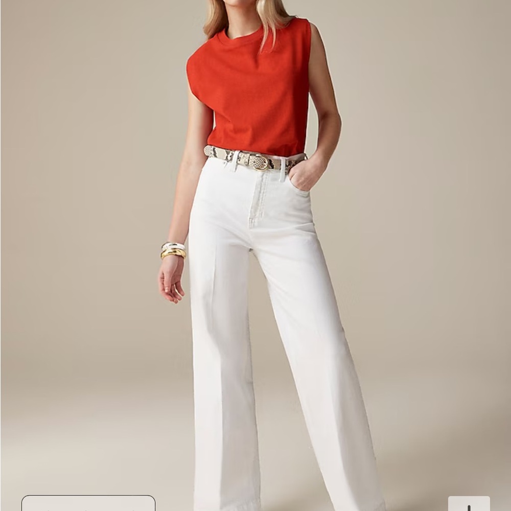 J Crew wide leg trouser Jean in white-size 28